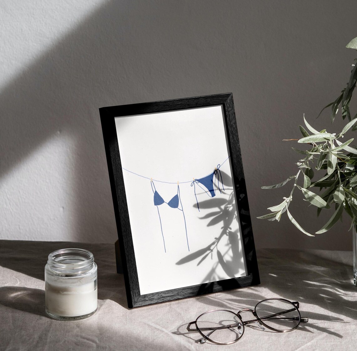 Navy Blue Bikini Wall Print, Coastal Decor - Image 2
