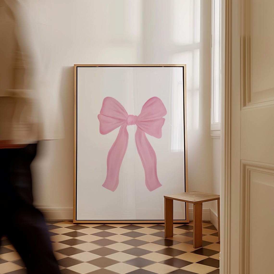 Sweet Pink Bow Wall Art Nursery Decor Print Girly Ribbon Illustration - Image 4
