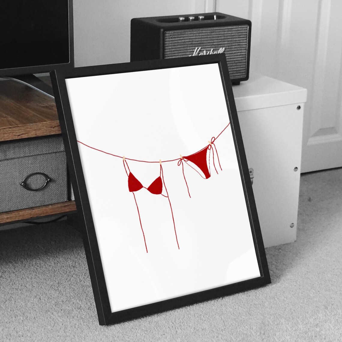 Red Bikini Print, Trendy Coastal Wall Art - Image 2