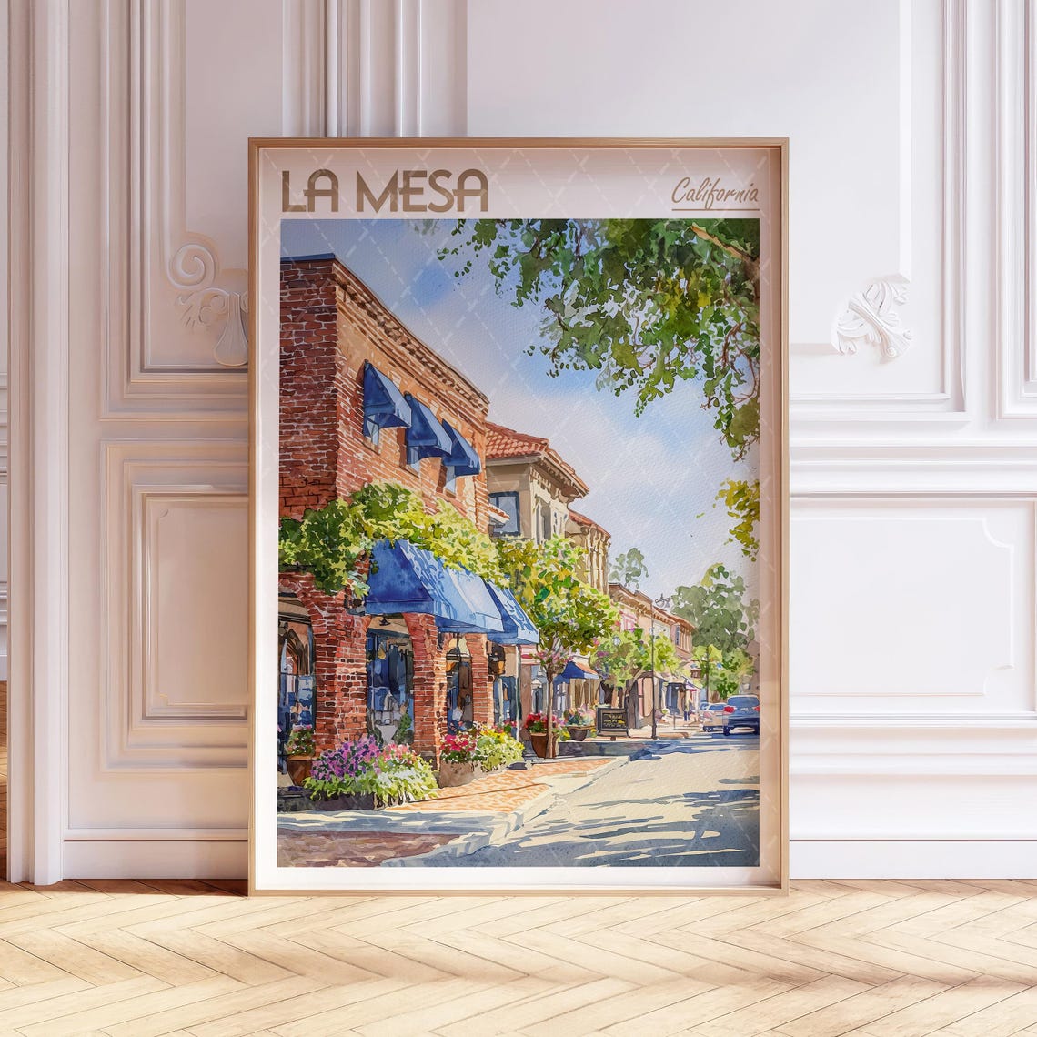 La Mesa Watercolor Cityscape Art Print