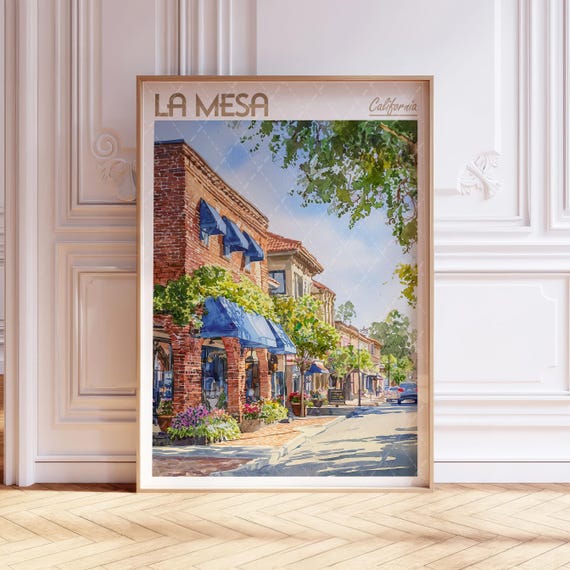 La Mesa Watercolor Cityscape Art Print