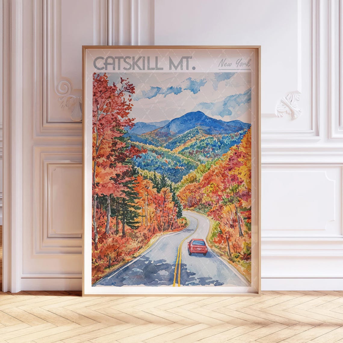 Catskill Mountain New York Vintage Fall Foliage Travel Poster