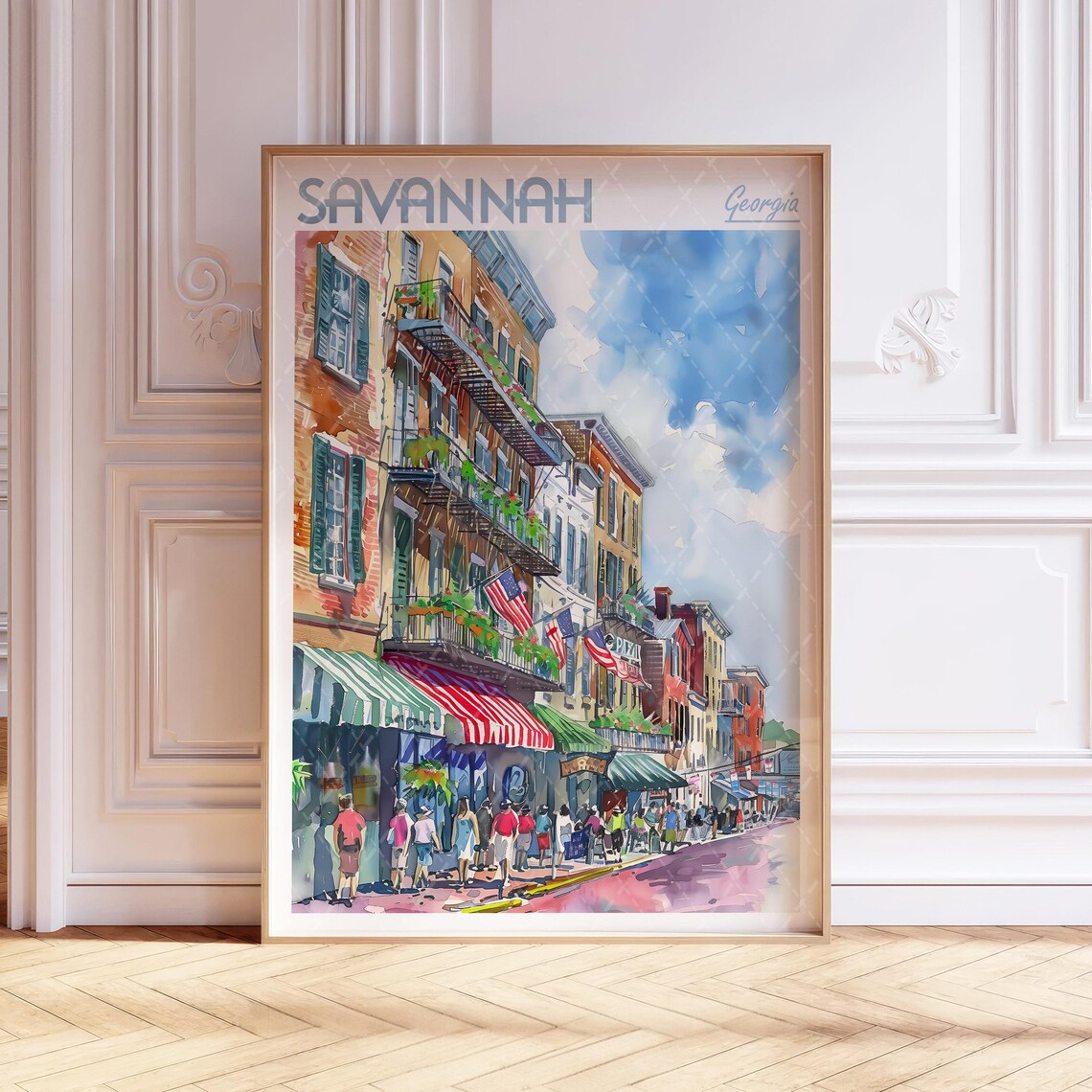 Savannah Georgia Watercolor World Art Travel Poster