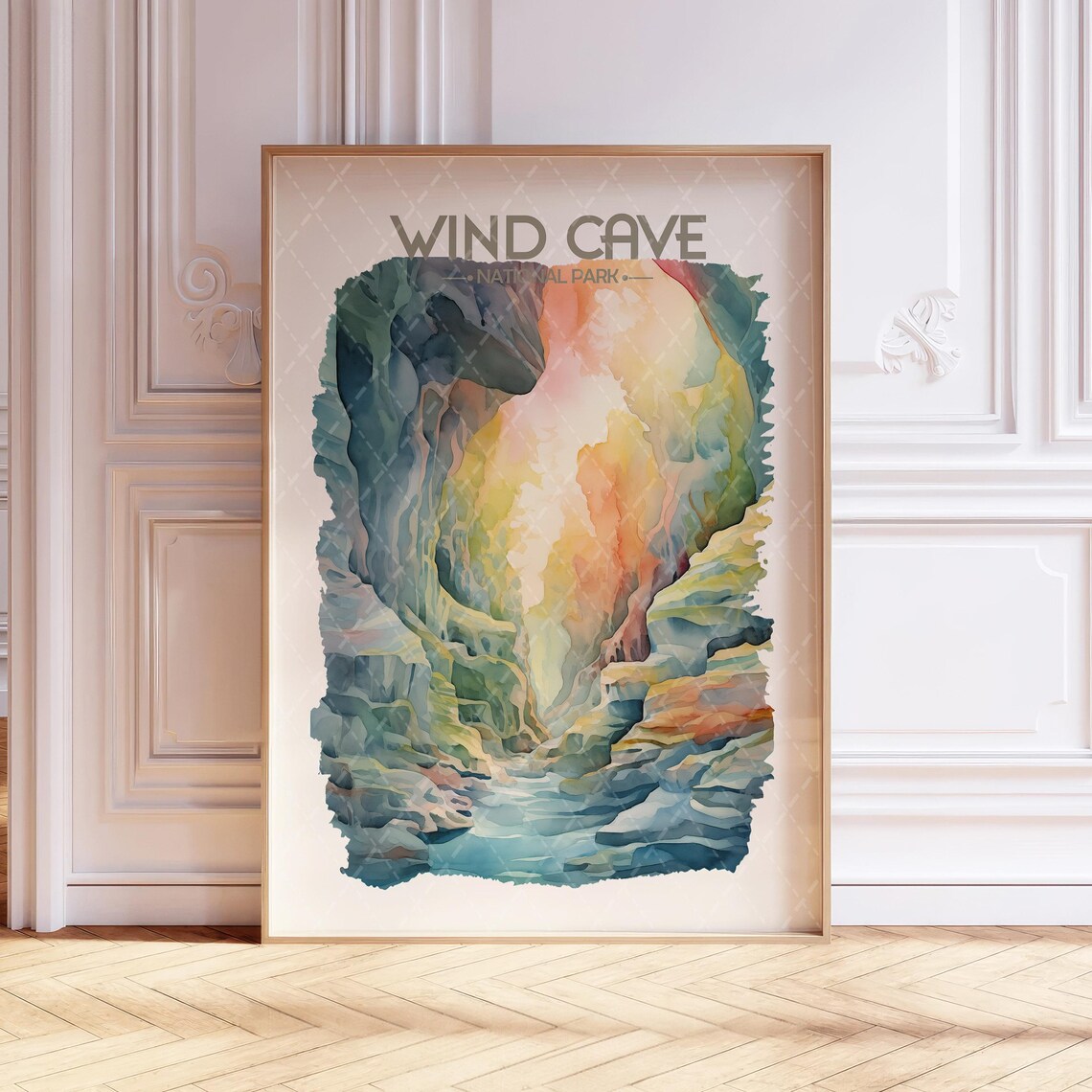 Wind Cave National Park Watercolor Travel Poster
