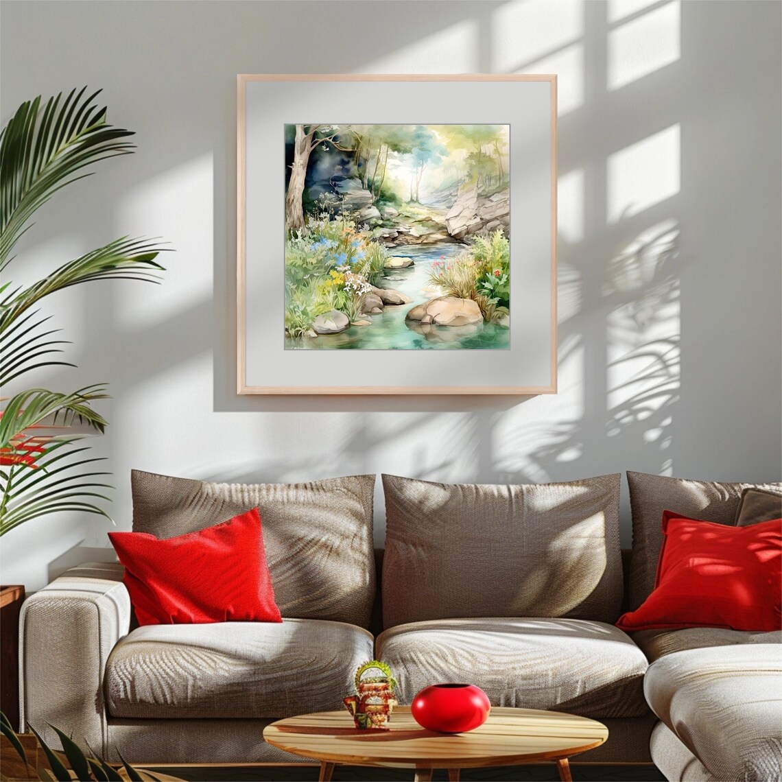 Forest River Watercolor Art Print, Nature Landscape - Image 2