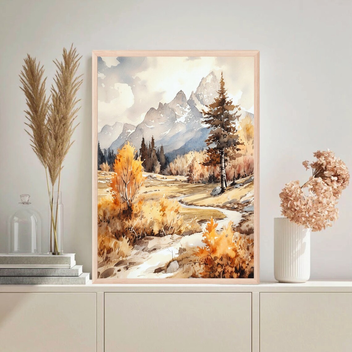 Grand Teton Watercolor Art Print, Mountain Landscape - Image 5