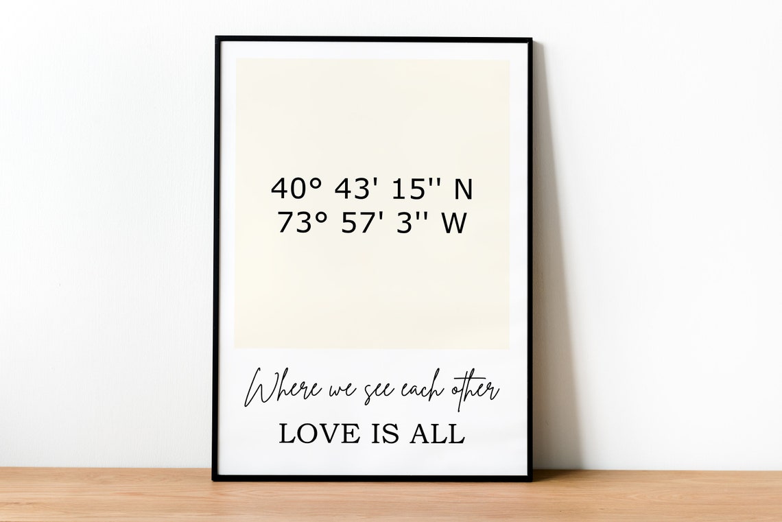 Personalized Coordinates Custom Print Location Valentines Day Gift Customizable For Him Her Couple