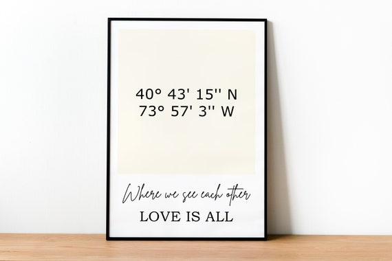 Personalized Coordinates Custom Print Location Valentines Day Gift Customizable For Him Her Couple