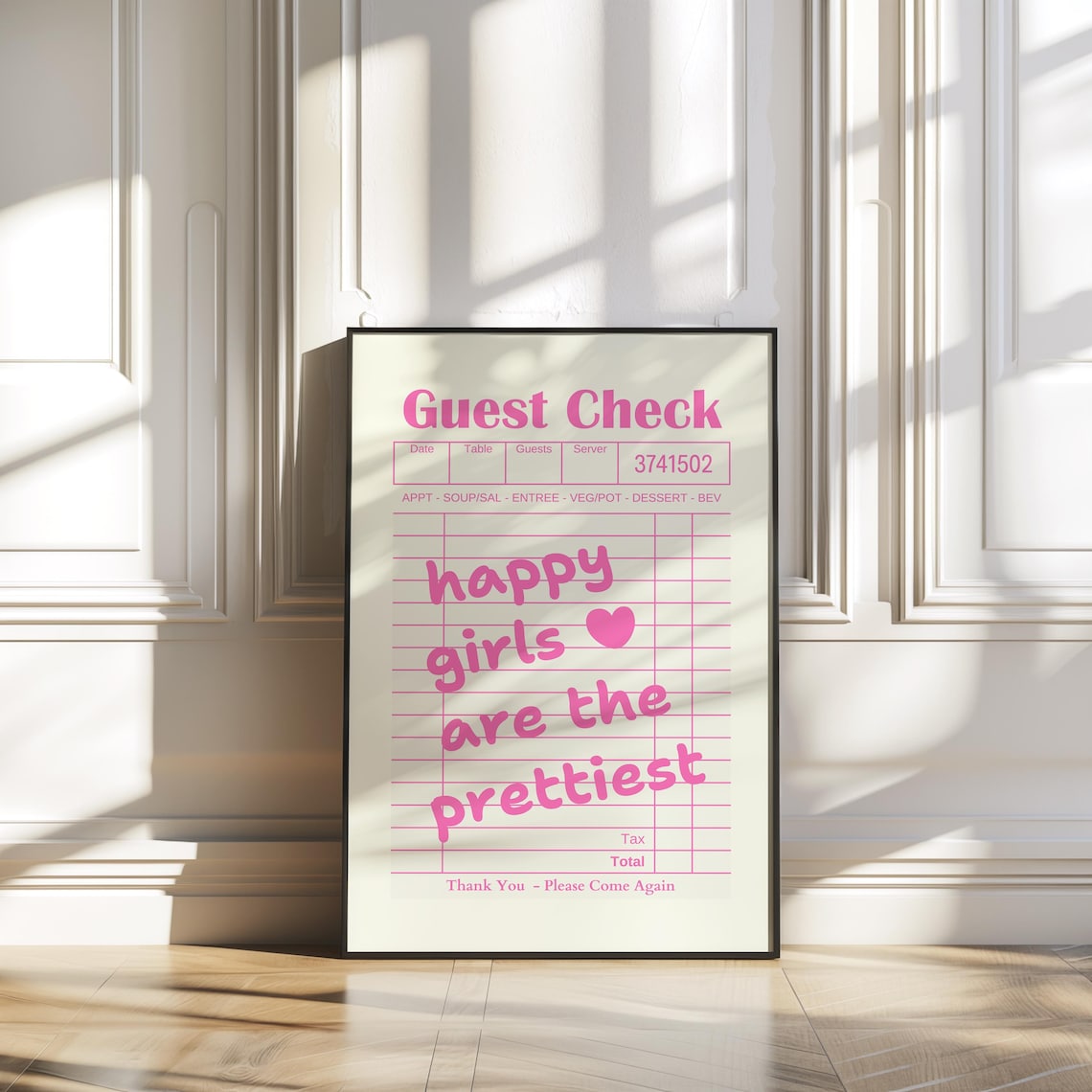 Guest Check Retro Girly Positivity Poster Print