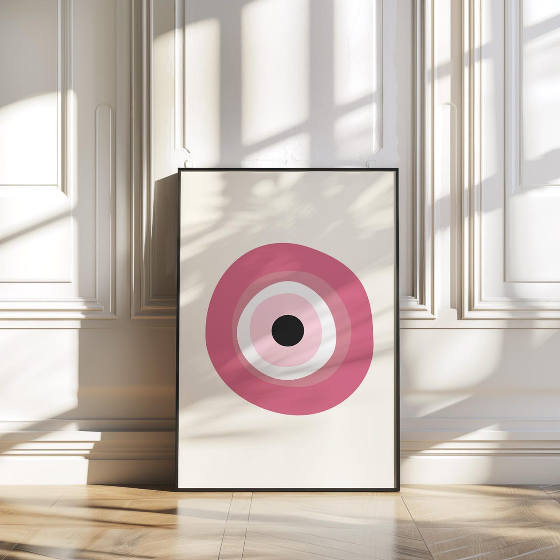 Evil Eye Print, Pink Minimalist Poster