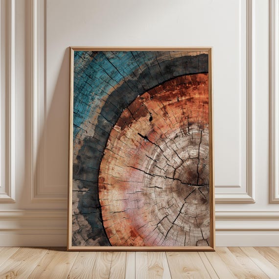 Modern Abstract Tree Print Wood Art Poster Wall Rings Nordic Woodcut