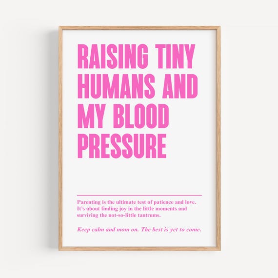 Funny Typography Print Raising Tiny Humans Poster Modern Wall Art Mothers Day Gift Home Decor For Mom