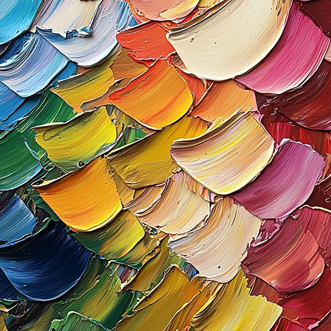 Abstract Rainbow Brushstroke Petals in Bold Palette Knife Poster - Image 5