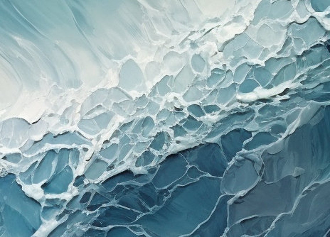 Crashing White Ocean Wave Breaking Across Deep Blue Water Poster - Image 3