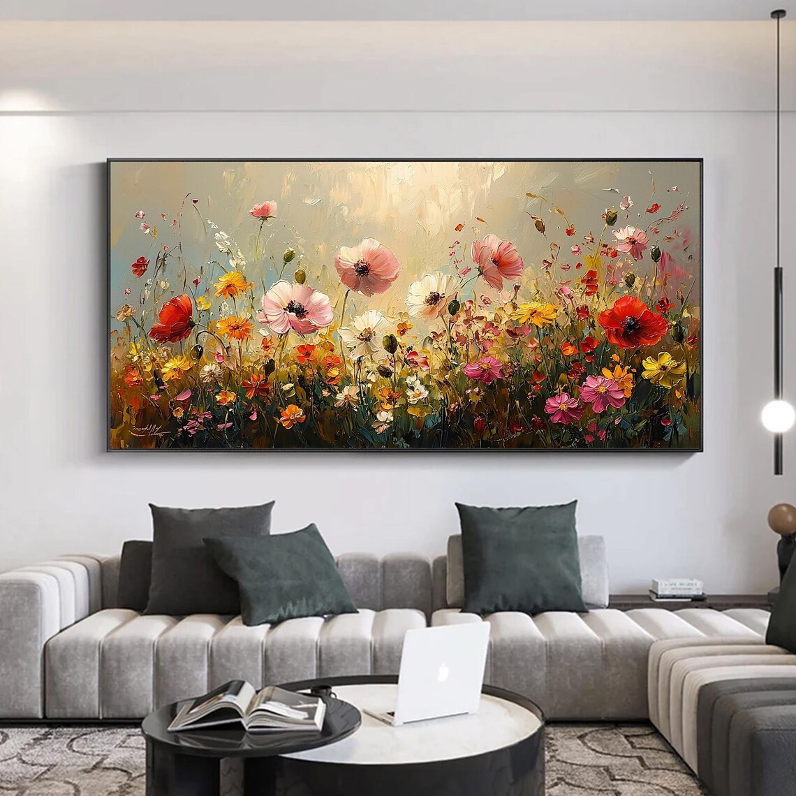 Sunlit Wildflower Meadow Filled With Poppies and Wild Blooms Poster - Image 3