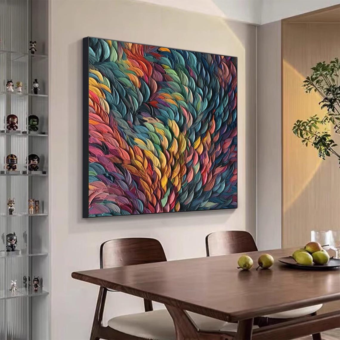 Swirling Rainbow Feather Strokes in Thick Impasto Motion Poster - Image 5