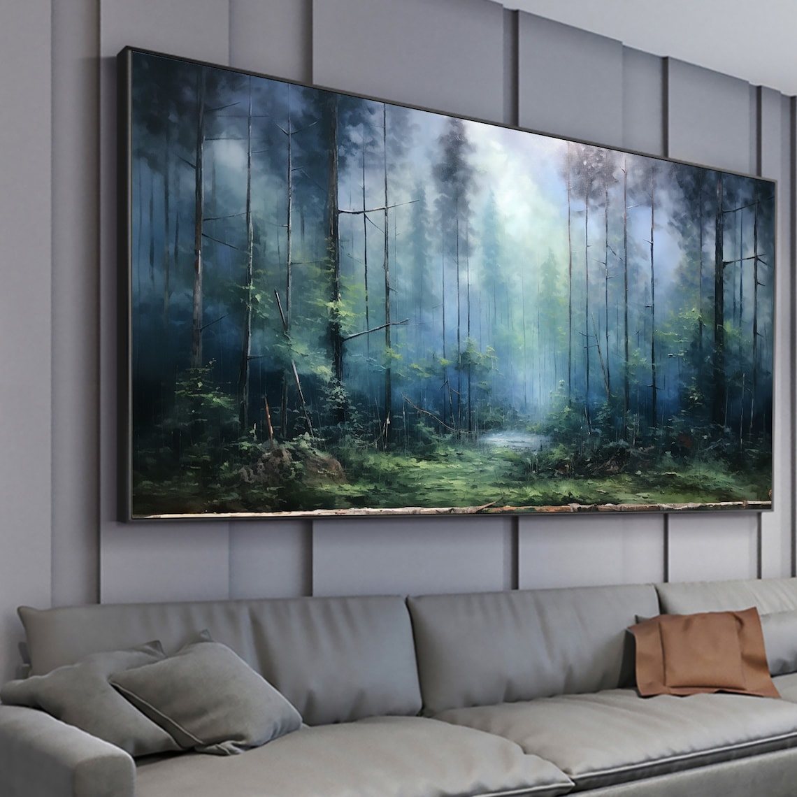 Abstract Forest Oil Painting Art Print, Living Room Decor - Image 4