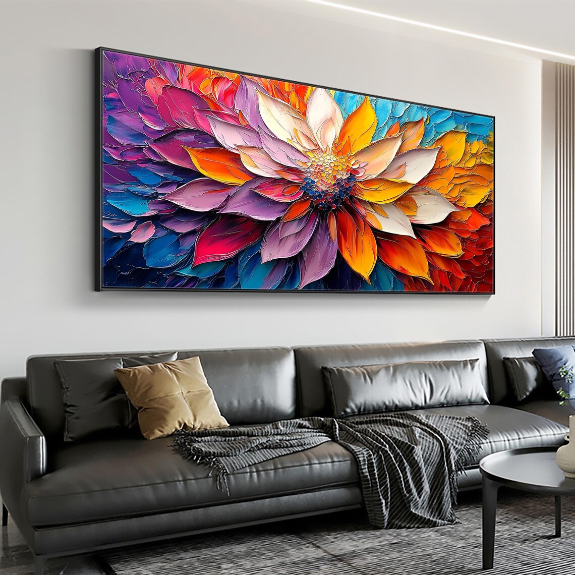 Colorful Flower Oil Painting, Abstract Blossom Art Print - Image 4