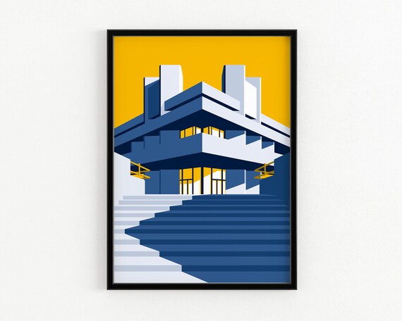 London National Theatre Brutalist Southbank Concrete Art Poster
