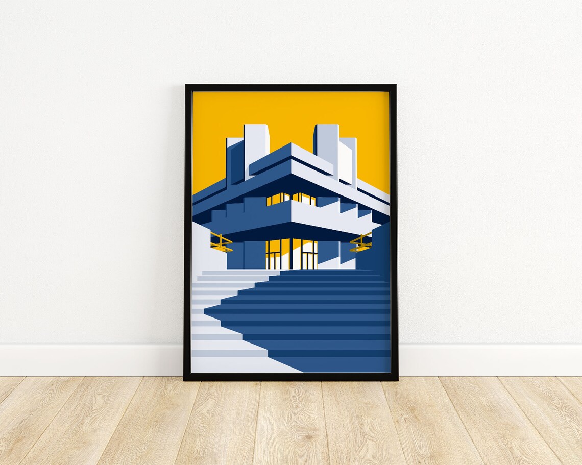 London National Theatre Brutalist Southbank Concrete Art Poster - Image 3