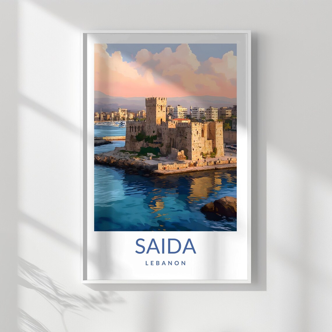 Saida Lebanon Sea Castle Fortress Sunset Coast Travel Poster - Image 3