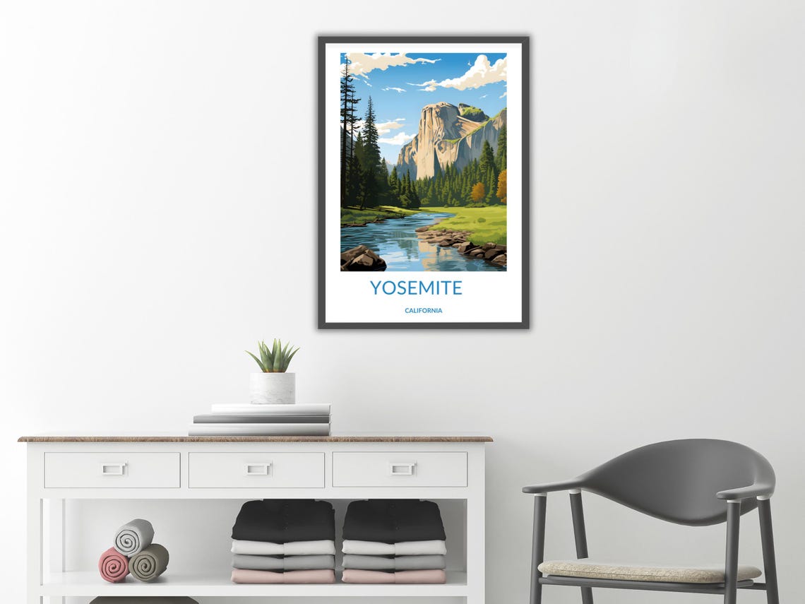 Yosemite Half Dome Pines River Reflection California Scenic Poster - Image 2