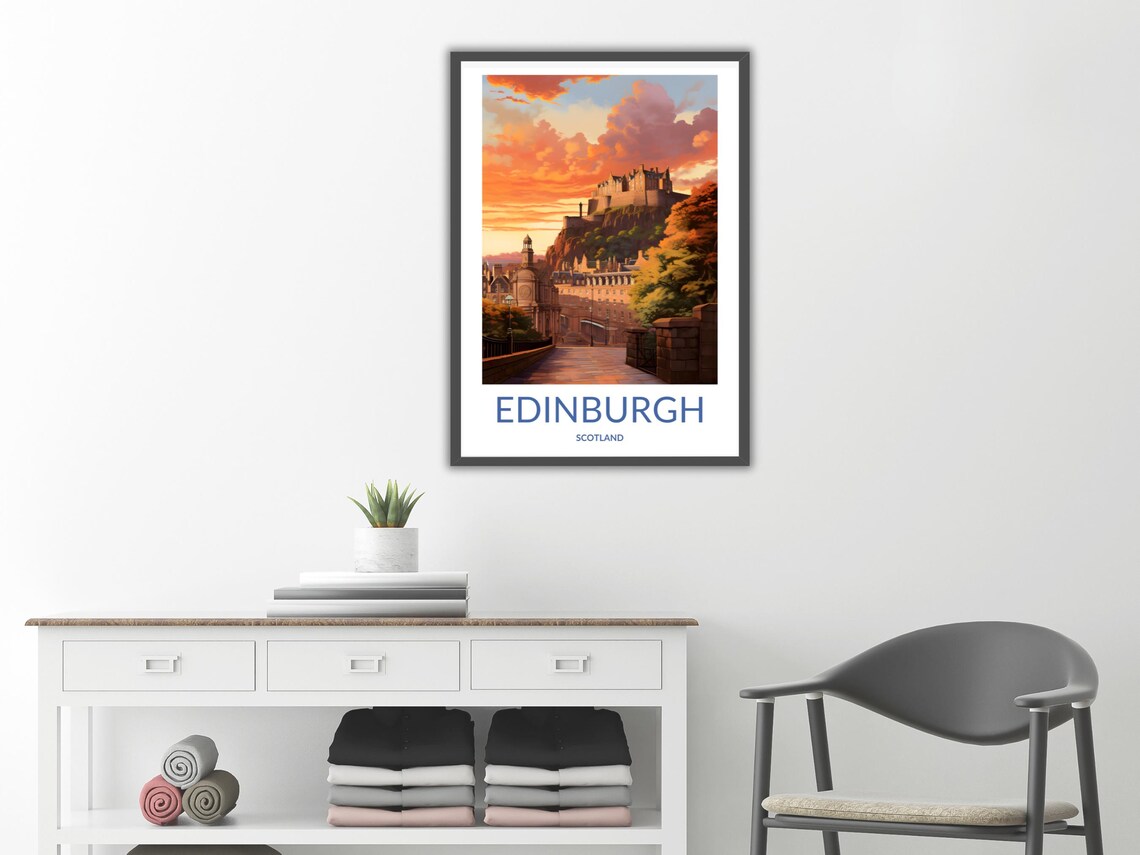 Edinburgh Castle Sunset Dramatic Sky Historic Scotland Poster - Image 2