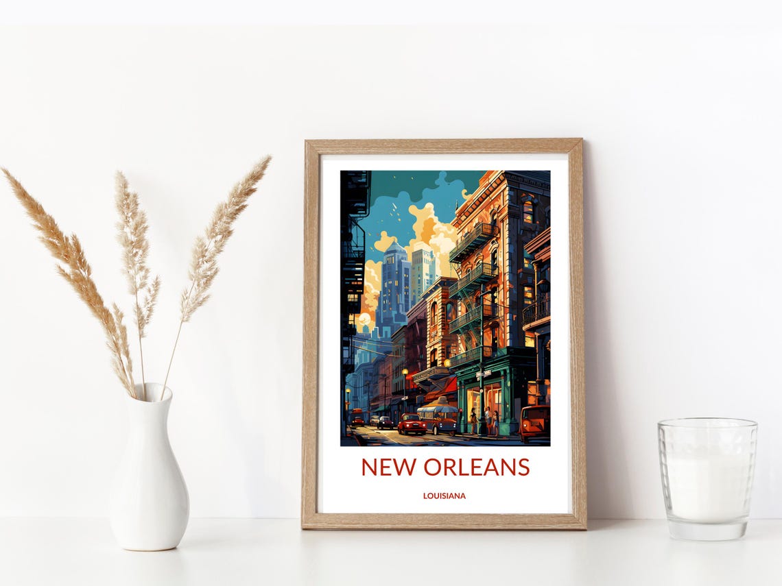 New Orleans Wall Art Poster French Quarter Night Scene Print Poster New Orleans Travel Poster Historic New Orleans Decor - Image 3