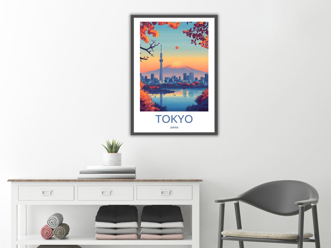 Tokyo Skytree Mount Fuji Autumn Sunset Reflection Travel Poster - Image 2
