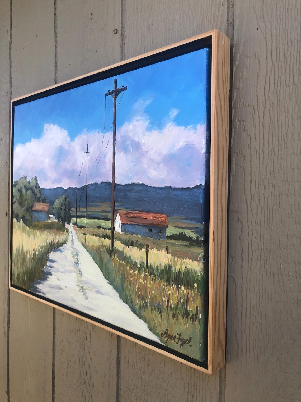 New Mexico Farm Dirt Road Barns Golden Fields Painting Poster - Image 4
