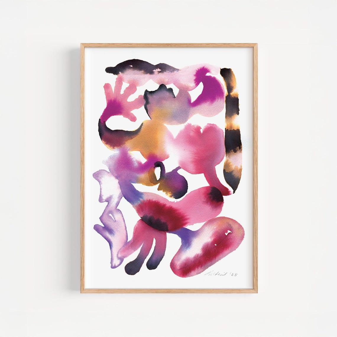 Pink Magenta Purple Organic Watercolor Abstract Forms Poster