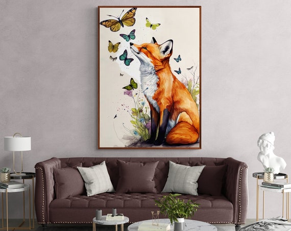 Fox With Butterflies As Watercolour Poster Print Brings Nature Into Your Home