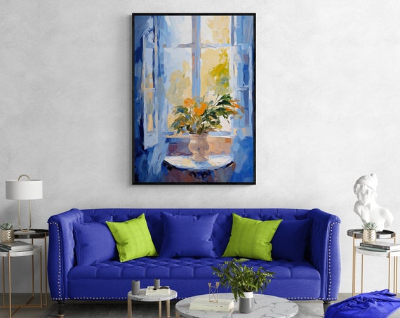 Impressionist Window View Poster In A Vibrant Impasto Style Inspired By Matisse