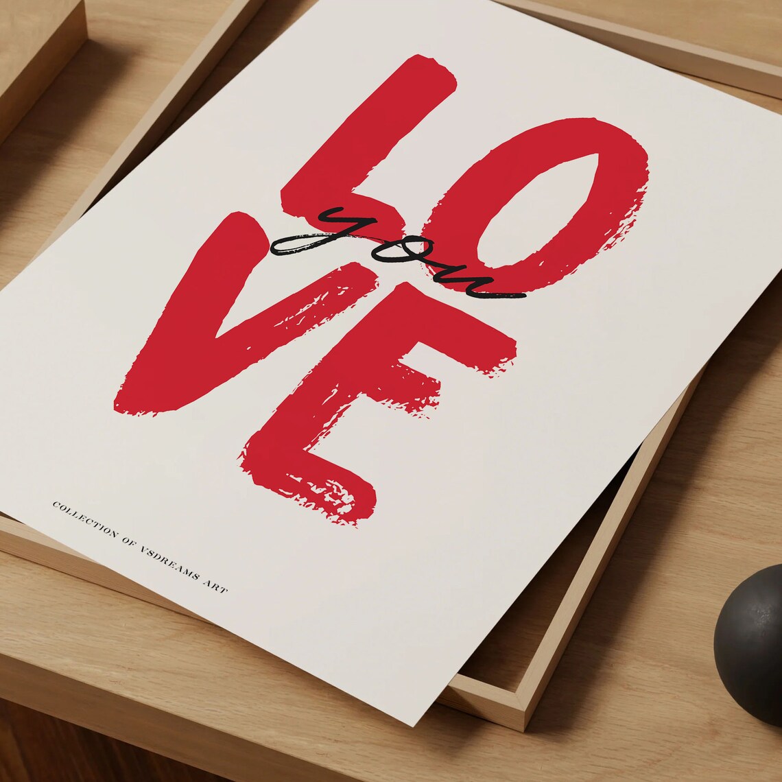 Love You Red Bold Brush Lettering Black Script Romantic Quote Poster - Image 4