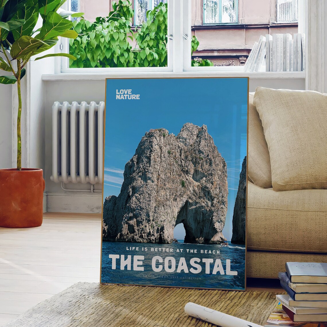 The Coastal Rock Arch Over Deep Blue Ocean Sea Cliff Art Poster - Image 5