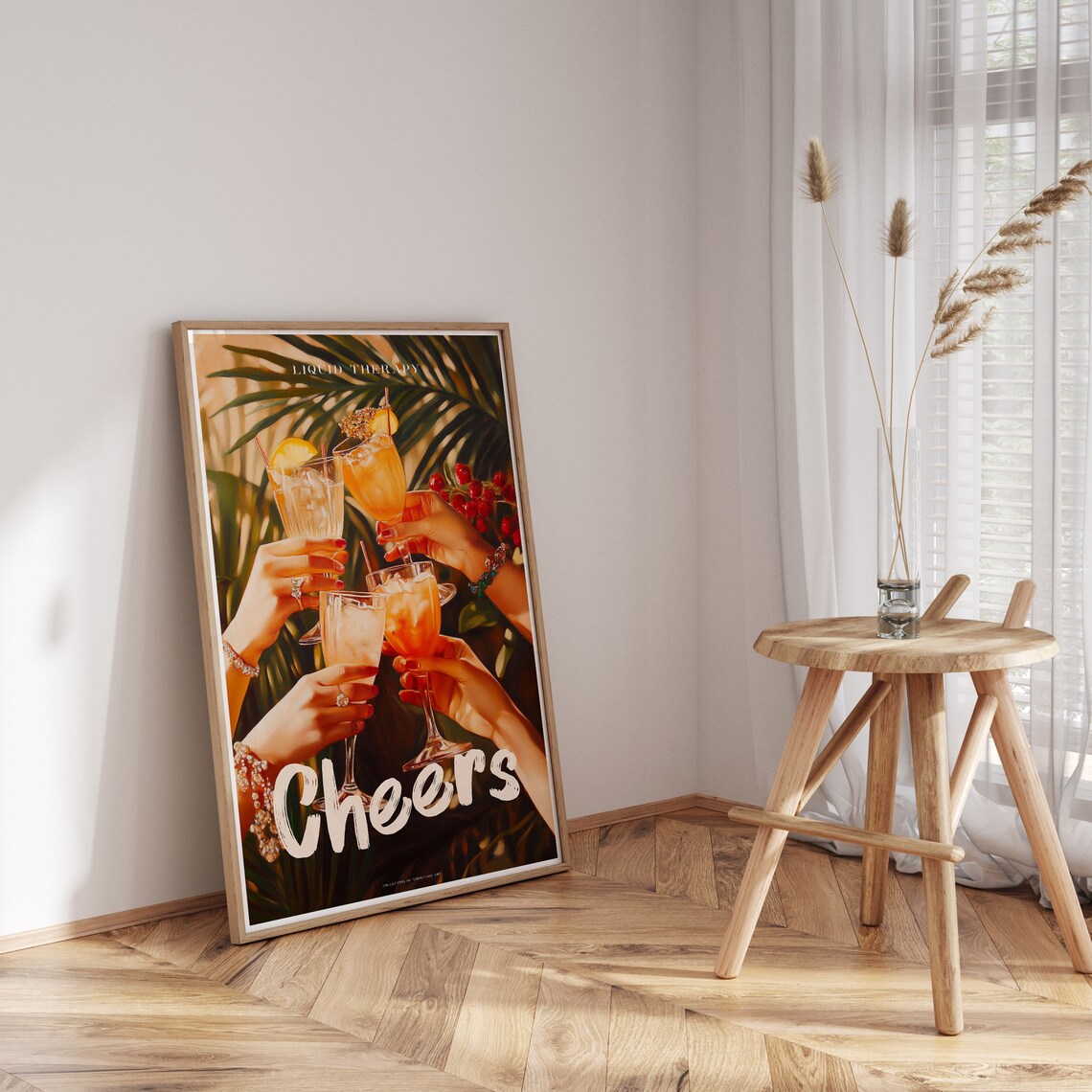 Retro Cheers Cocktail Poster, Bar Cart Decor - Image 3