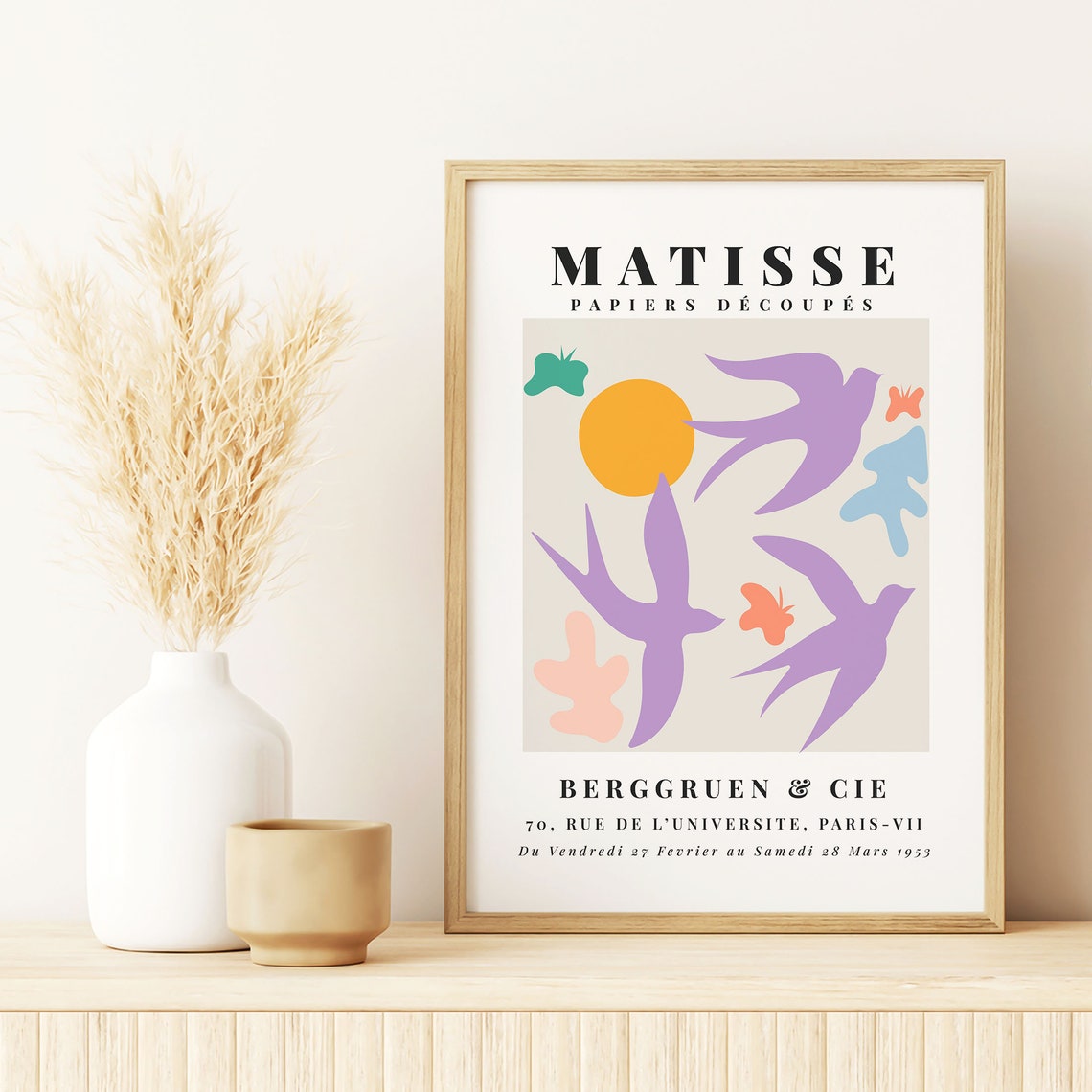 Henri Matisse Purple Birds Sun Papiers Decoupes Paris Poster