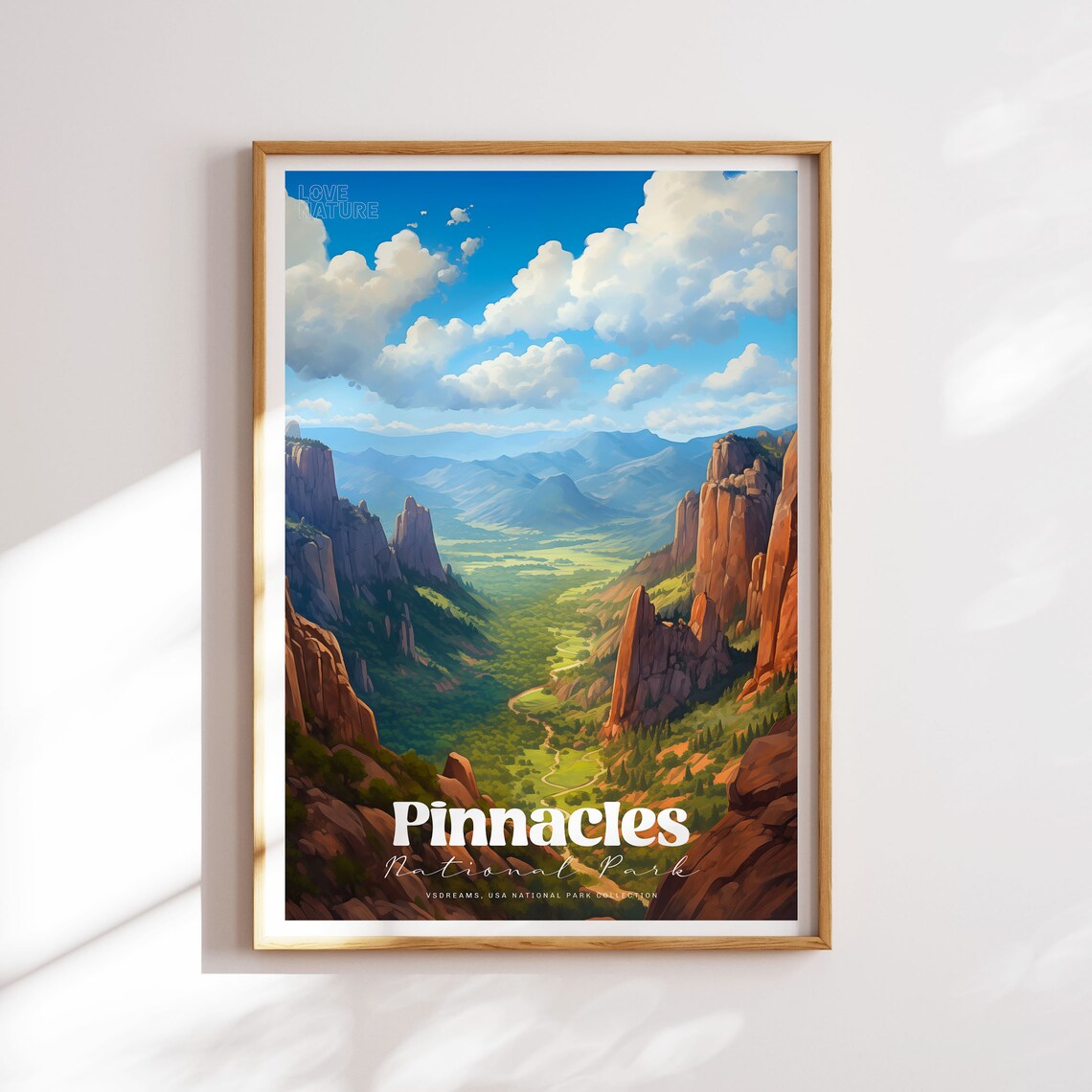 Pinnacles National Park Scenic Canyon Vista Vintage Travel Poster