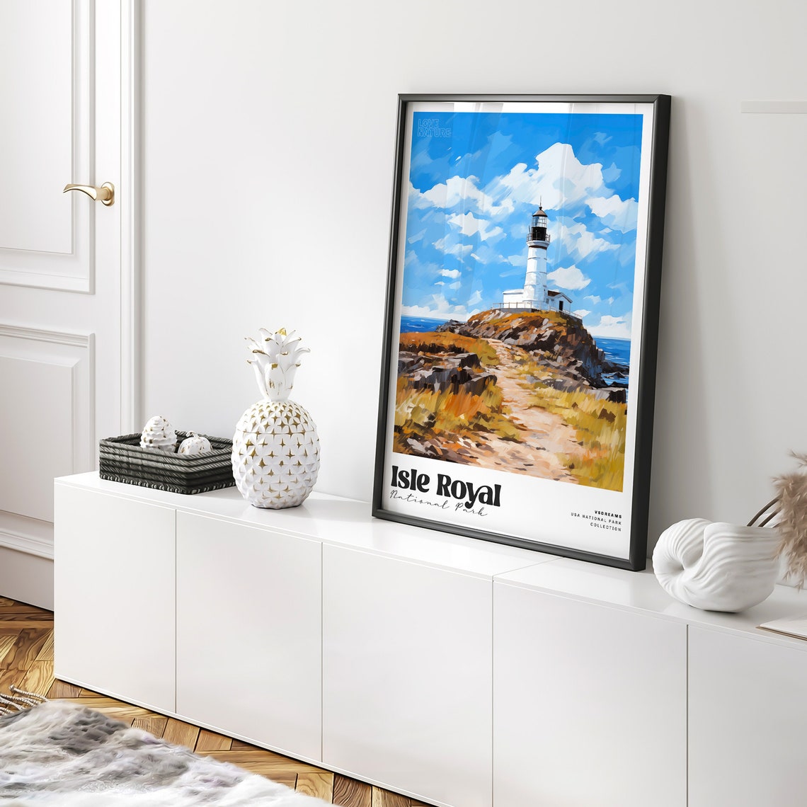 Isle Royal National Park Lighthouse Rocky Coast Ocean Poster - Image 2
