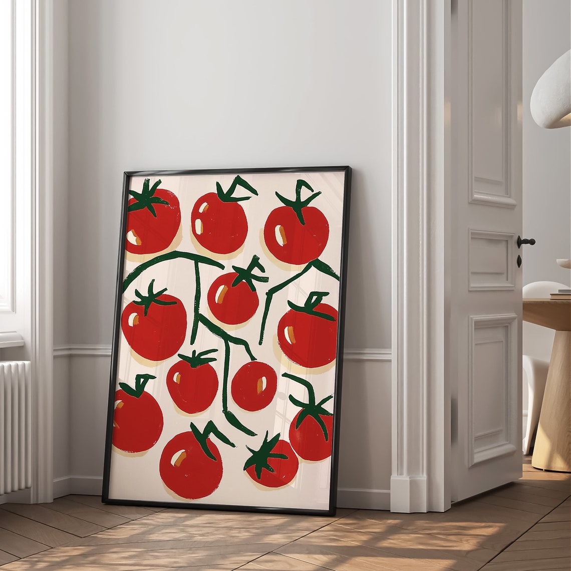 Red Cherry Tomatoes on the Vine Kitchen Illustration Art Poster - Image 2