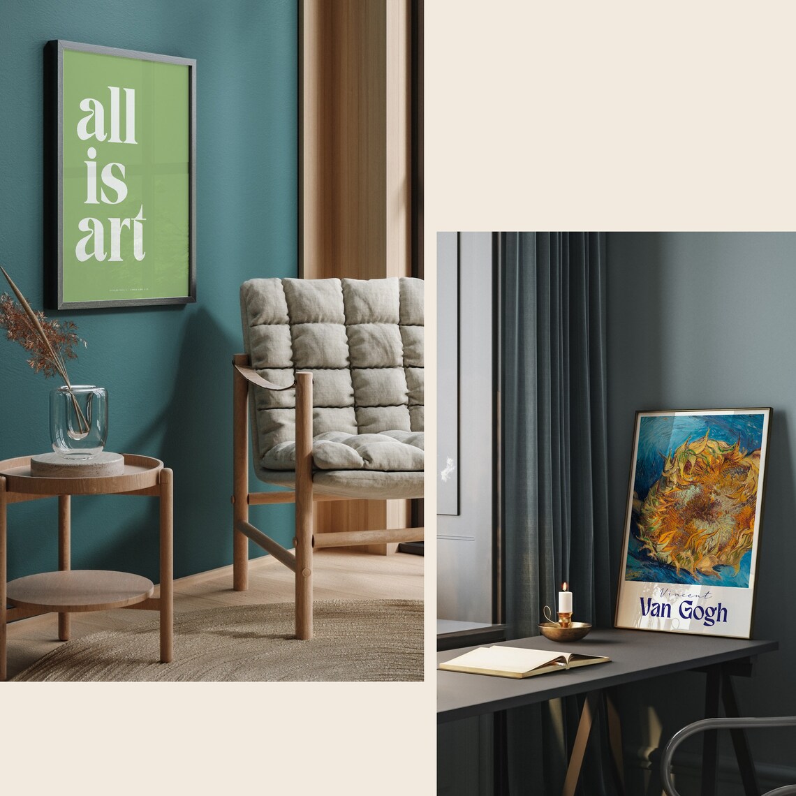 Green Eclectic Vintage and Modern Gallery Wall Set of 17 Poster - Image 2