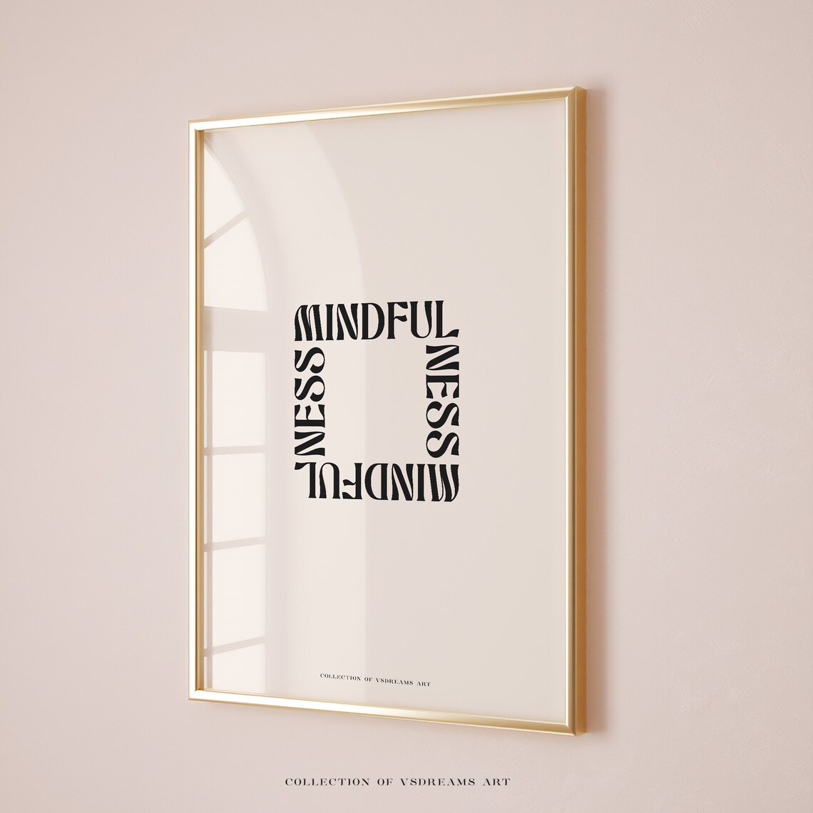 Mindfulness Word Square Modern Black Typography Minimalist Mindful Poster