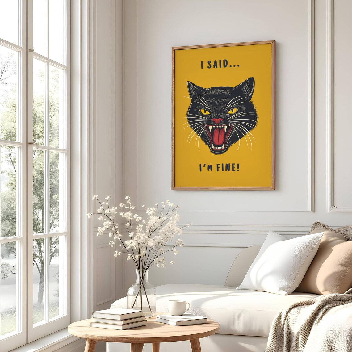 Black Cat Whimsical Funny Cat Illustration, Humorous Quote - Image 4
