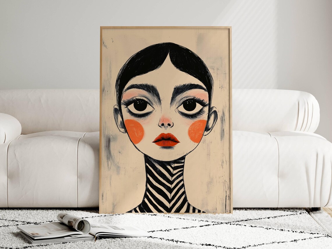 Surreal Big Eye Portrait Art Print, Whimsical Fashion - Image 6
