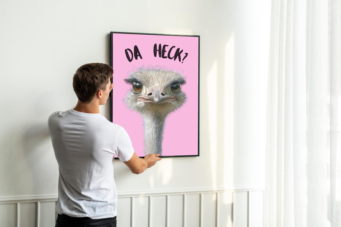 Da Heck Funny Ostrich, Dorm Room Decor Poster - Image 6