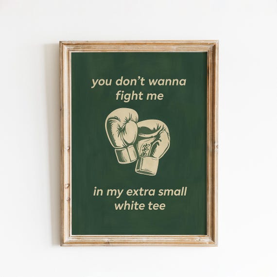 Boxing Gloves Quote Poster Bold Retro Wall Art