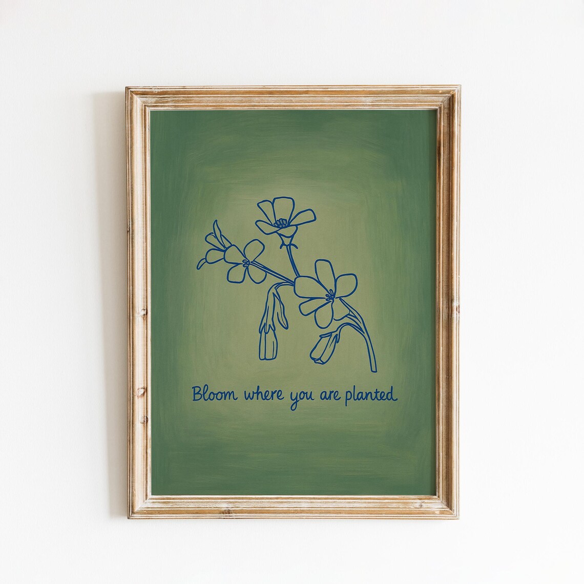 Bloom Where You Are Planted Floral Line Art Green Quote Poster