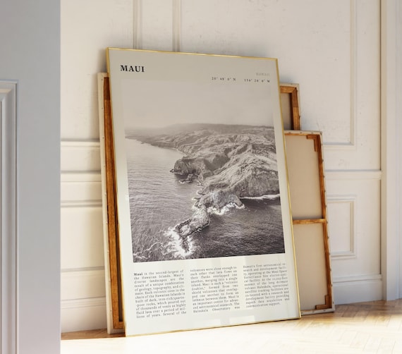 Maui Travel Poster, Vintage Hawaii Minimalist