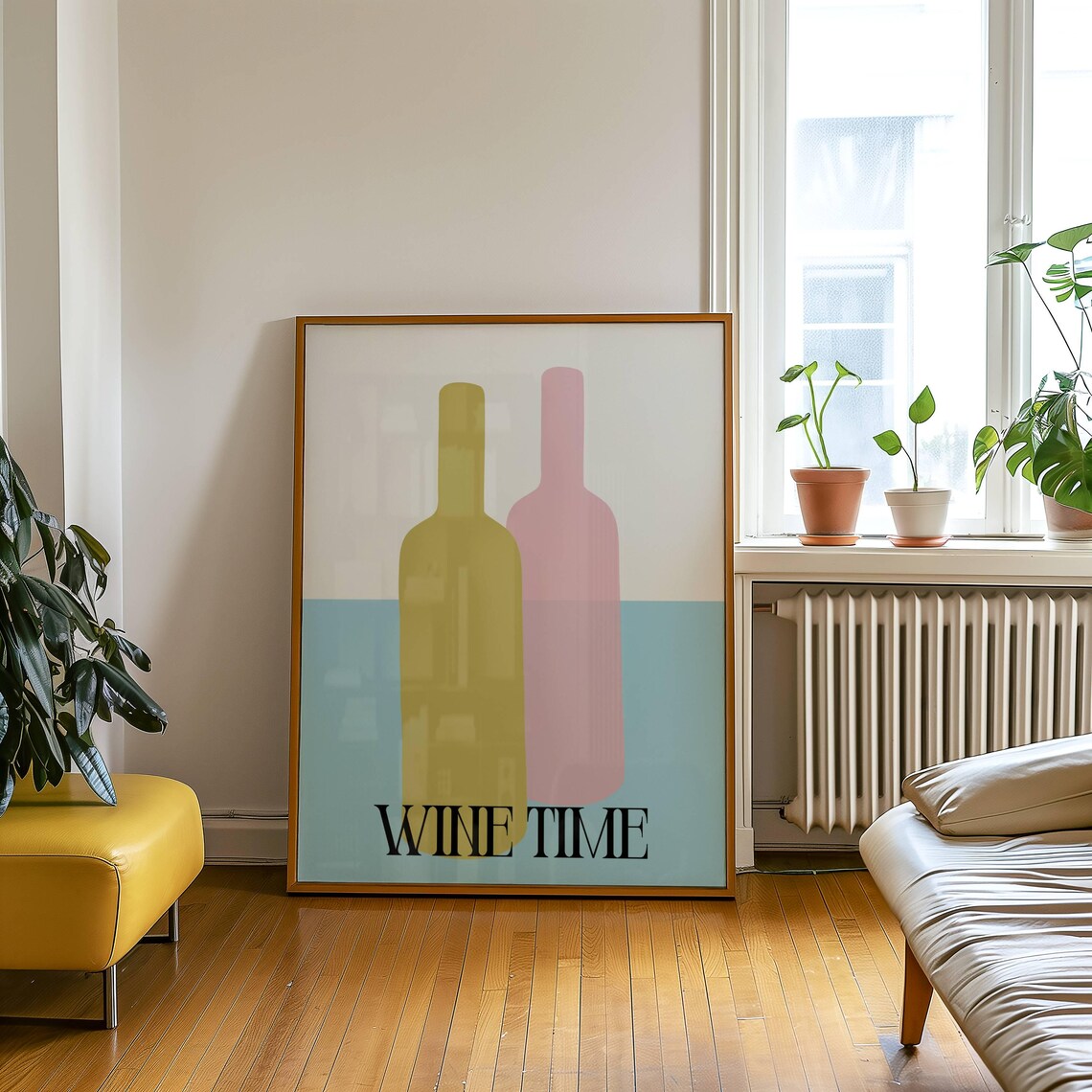 Wine Time Pastel Poster With Abstract Color Block Bottle Art - Image 5