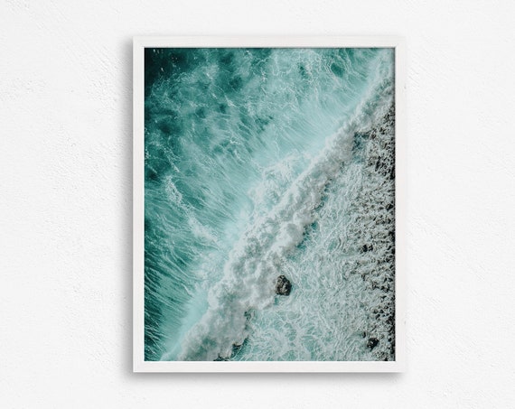 Wave Print Beach Wall Decor Beach Print Ocean Print Tropical Aquatic Ocean Print Ocean Wave Print